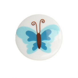 Button - Butterfly aqua