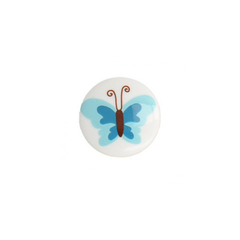 Button - Butterflies turquoise
