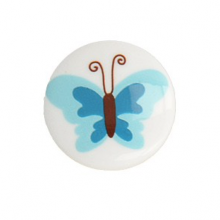 Button - Butterfly aqua