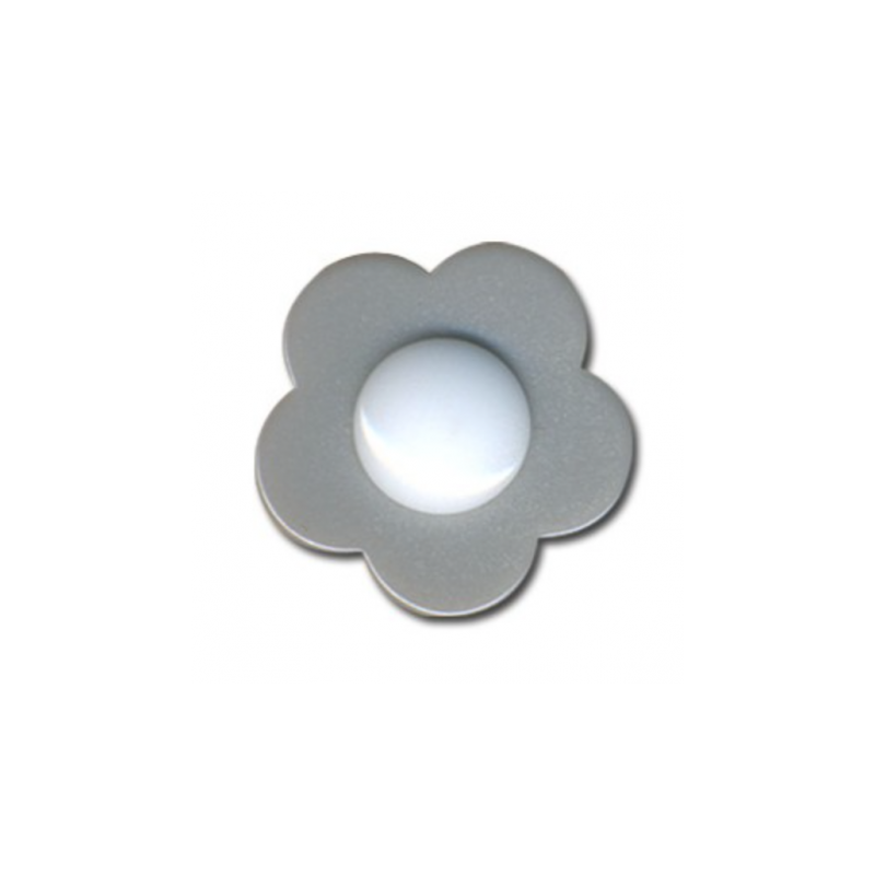 Button - flowers grey