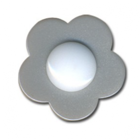 Button - flowers grey