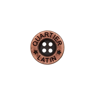 Metal button 4-hole old copper Quartier Latin