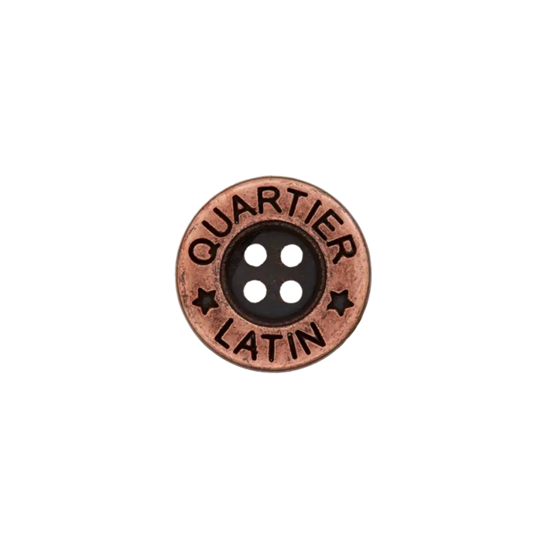 Metal button 4-hole old copper Quartier Latin