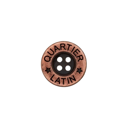 Metal button 4-hole old copper Quartier Latin