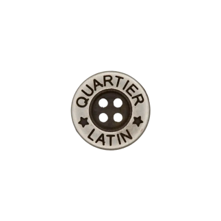 Metal button 4-hole antique silver Quartier Latin