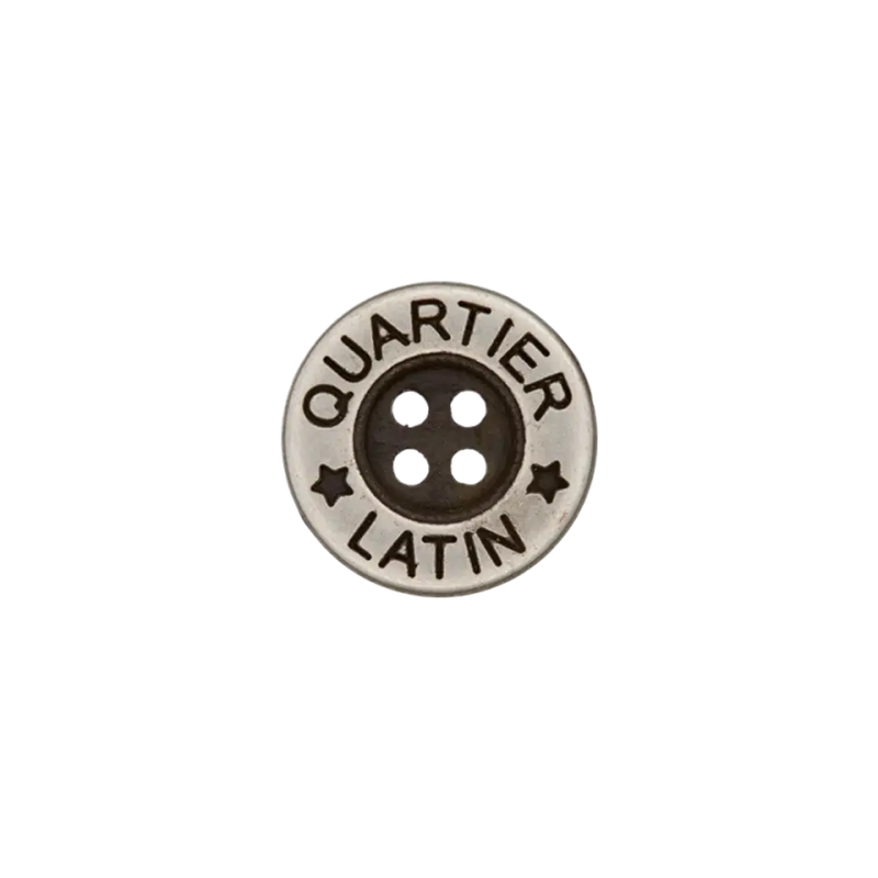 Bouton en métal 4 trous argent antique Quartier Latin