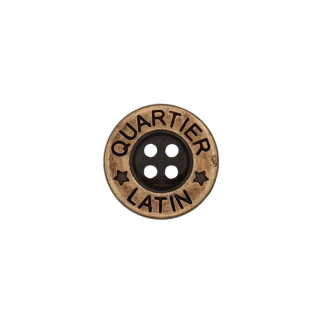 Metal button 4-hole antique brass Quartier Latin