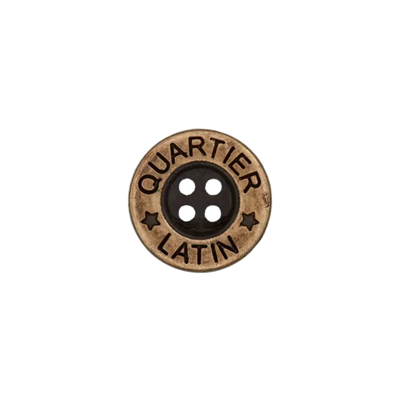 Bouton métal 4 trous laiton antique Quartier Latin