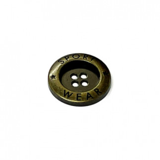 Metal button 4-hole antique brass Sport Wear