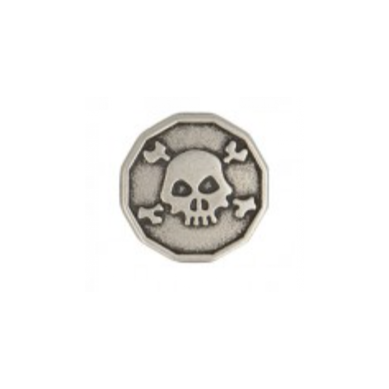 Button - skull silver 20mm