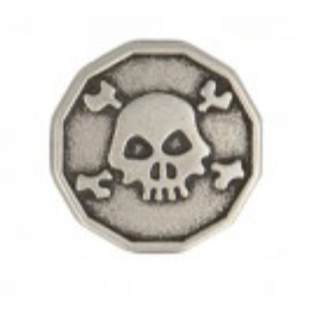 Button - skull silver 20mm