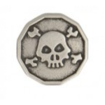 Bouton - tête de mort argent 20 mm