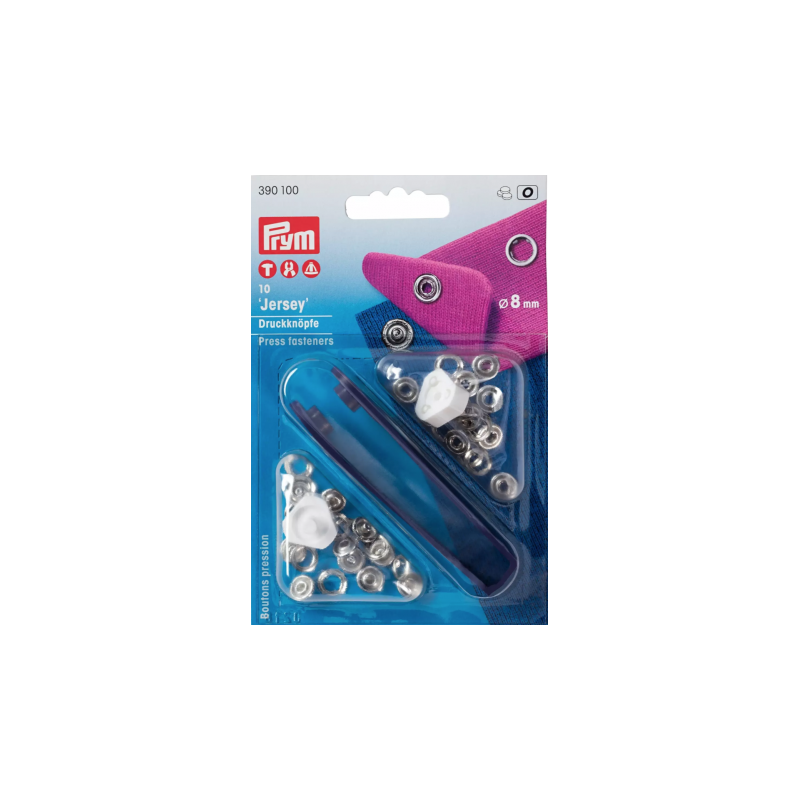 Prym snap fasteners Jersey rings 8mm, 10 pieces.