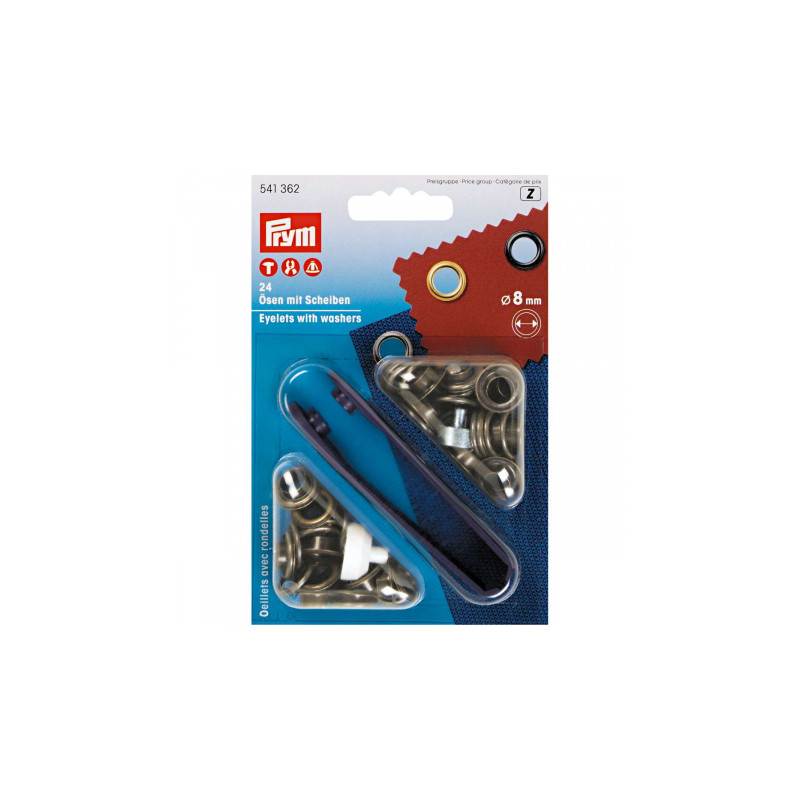 Prym eyelets and washers 8mm antique brass