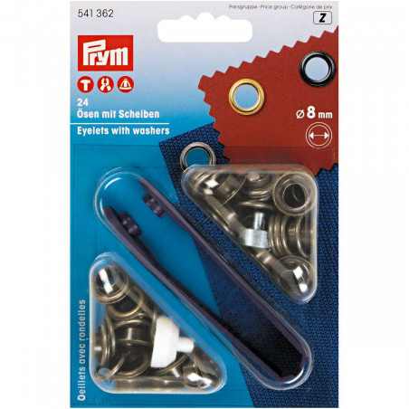 Prym eyelets and washers 8mm antique brass