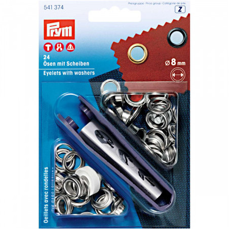 Prym Eyelets and discs 8mm silver