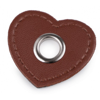 Eyelet patches Heart dark brown 8mm silver