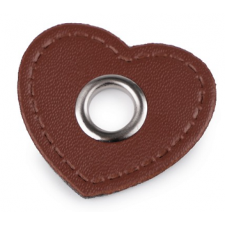 Ösen Patches - Herz dunkelbraun 8mm silber