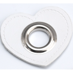 Patchs à œillets - Cœur blanc 12 mm argent