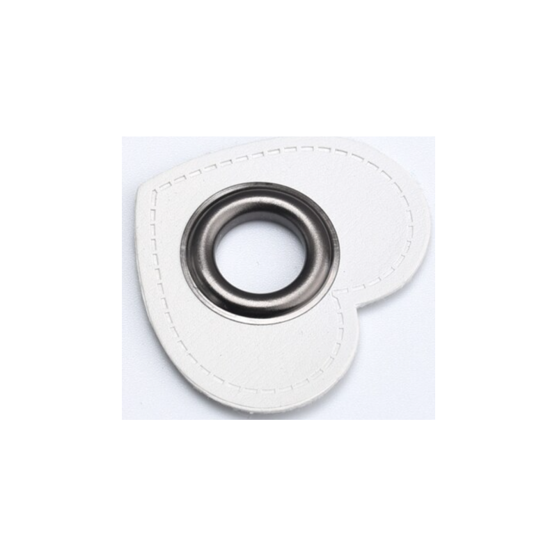 Ösen Patches - Herz weiss 12mm gunmetall