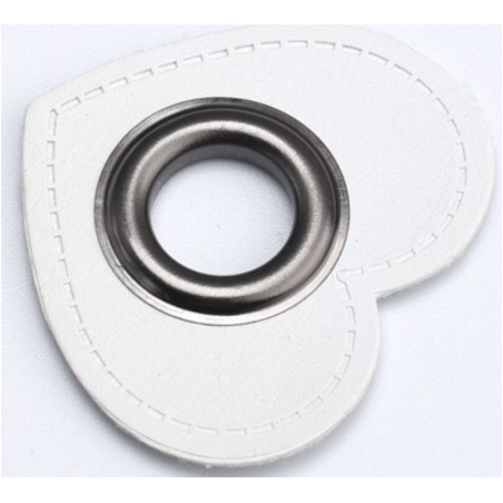 Patchs à œillets - Cœur blanc 12 mm bronze