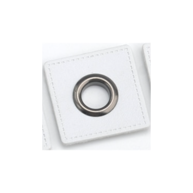 Eyelet patches white 8mm gunmetal