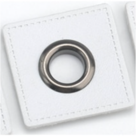 Eyelet patches white 8mm gunmetal