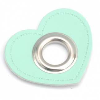 Ösen Patches - Herz mint 12mm silber