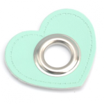 Eyelet patches heart mint 12mm silver