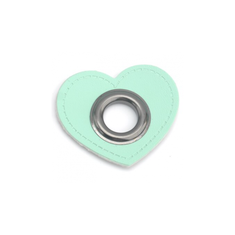 Eyelet patches Heart mint 12mm gunmetal