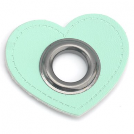 Ösen Patches - Herz mint 12mm gunmetall