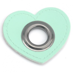 Eyelet patches Heart mint 12mm gunmetal