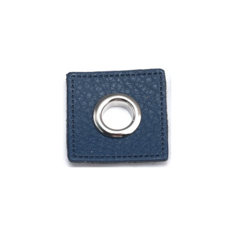 Eyelet patches dark blue 8mm silver