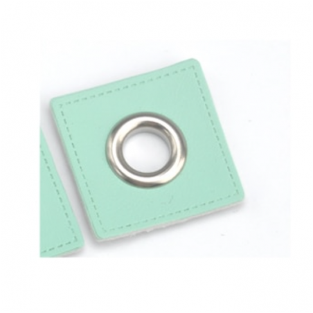 Eyelet patches light mint 8mm silver