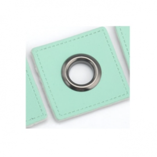 Eyelet patches light mint 8mm gunmetal