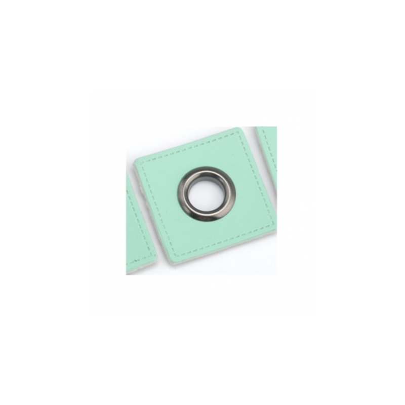 Ösen Patches - hellmint 8mm gunmetall