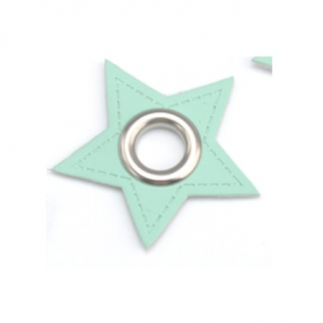 Eyelet patches star mint 8mm silver