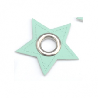 Patchs à œillets - Étoile menthe 8 mm argent