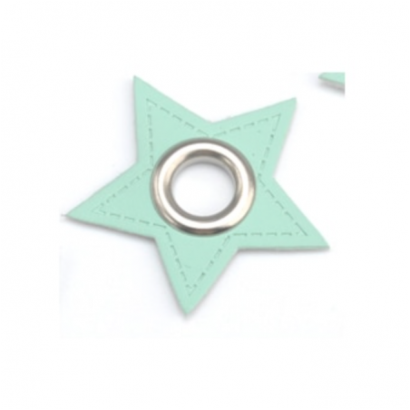 Patchs à œillets - Étoile menthe 8 mm argent