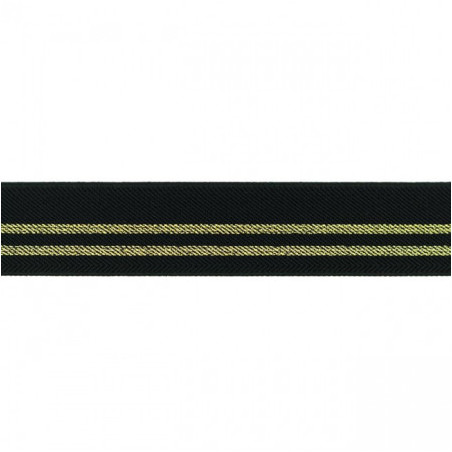Bande élastique - 30 mm rayures lurex noir/or