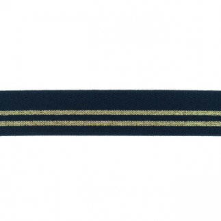 Elastic ribbon - 30mm lurex stripe dark blue