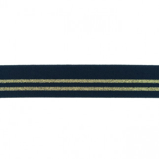Gummiband - 30mm Lurex Streifen dunkelblau