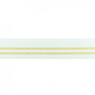 Elastic band - 30mm Lurex stripes white/gold