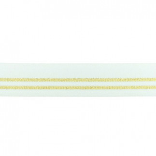 Elastic ribbon - 30mm lurex stripe white