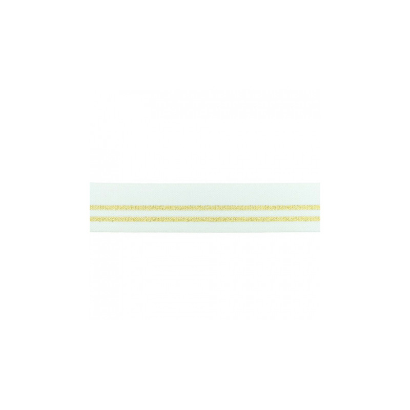 Gummiband - 30mm Lurex Streifen weiss/gold