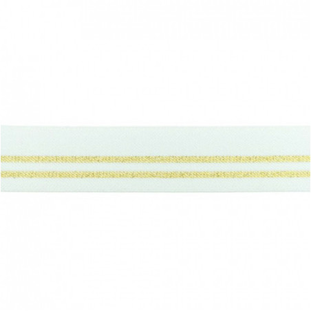 Elastic band - 30mm Lurex stripes white/gold