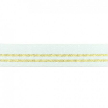 Elastic ribbon - 30mm lurex stripe white