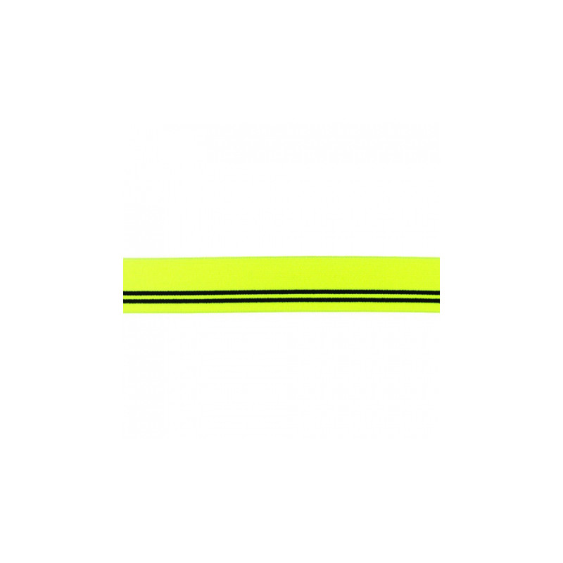 Élastique - 30mm Rayures jaune fluo