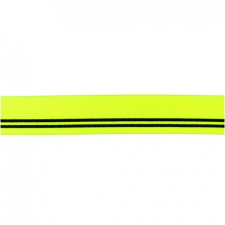 Élastique - 30mm Rayures jaune fluo