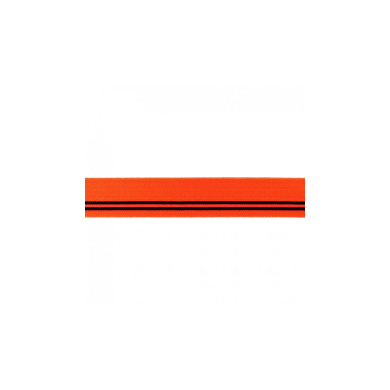 Bande élastique - 30 mm rayures orange fluo